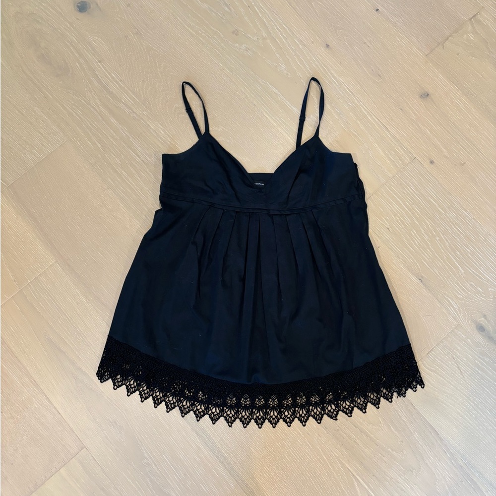 New York & Company Black Camisole with Lace Trim